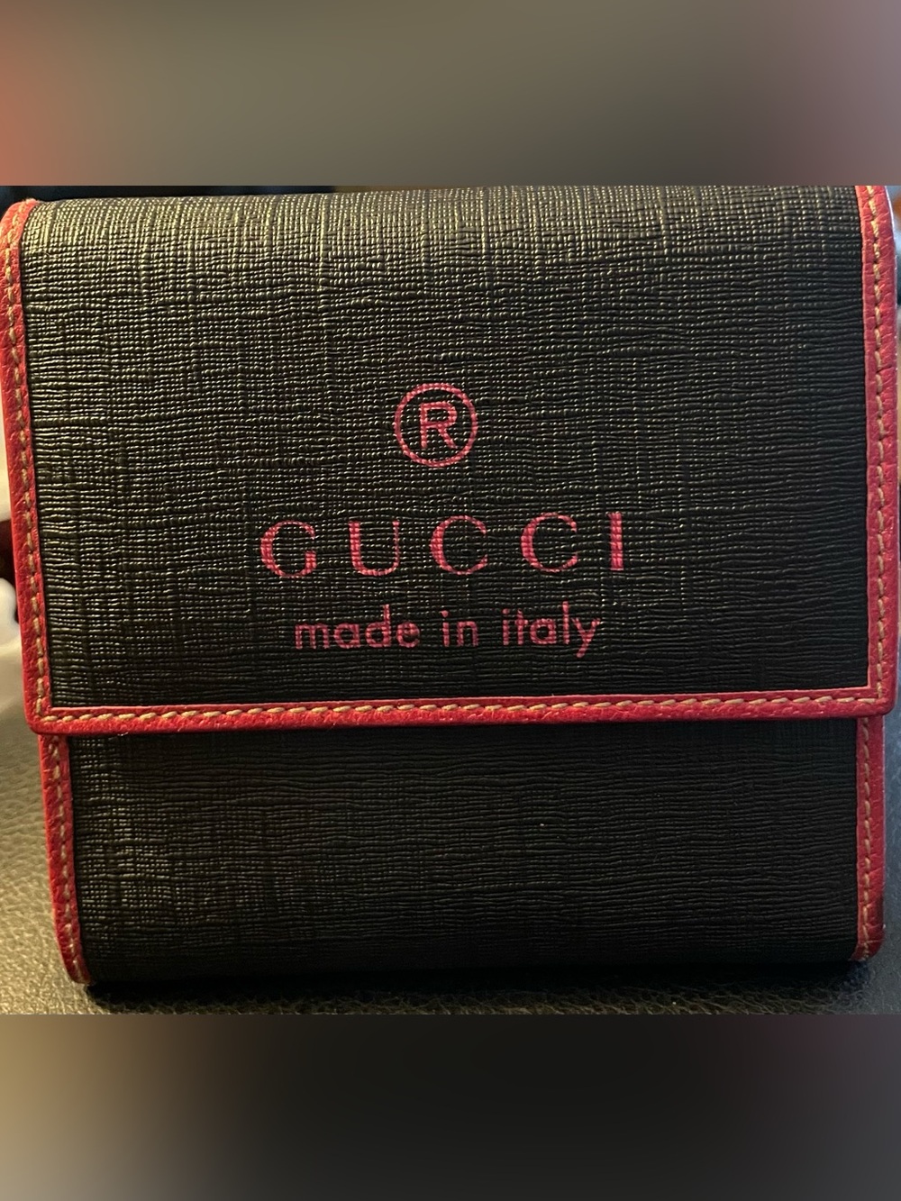 Gucci Black Wallet with Pink Trim and Logo